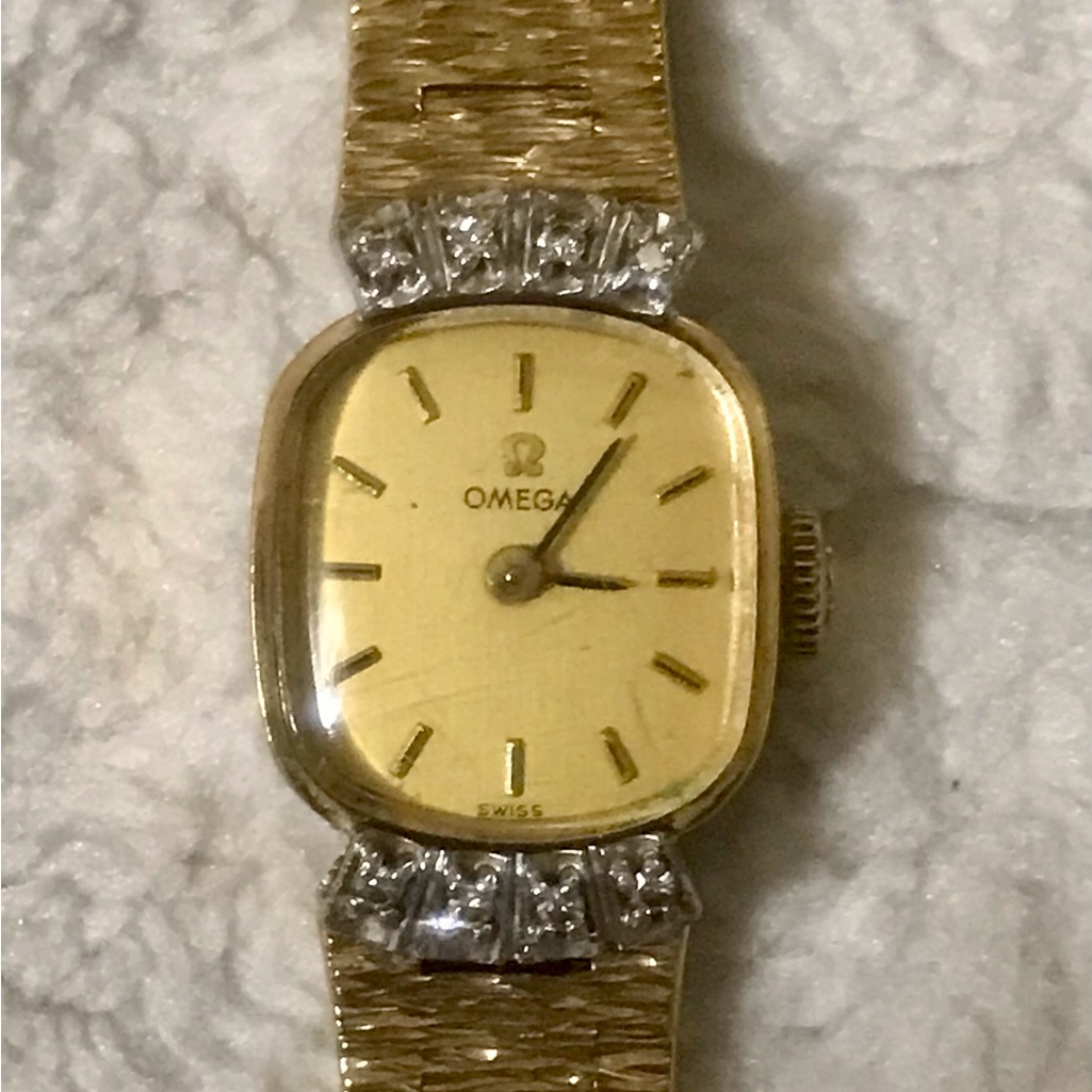 Omega Gold Womens Watch With Diamond Accents